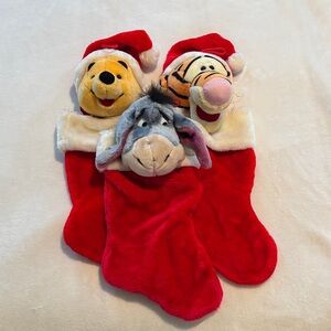 Disney Red Christmas Stockings with Pooh, Tigger, and Eeyore
